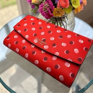 NWOT Kate Spade Red Dot Convertible Crossbody Clutch Wallet w/ Strap